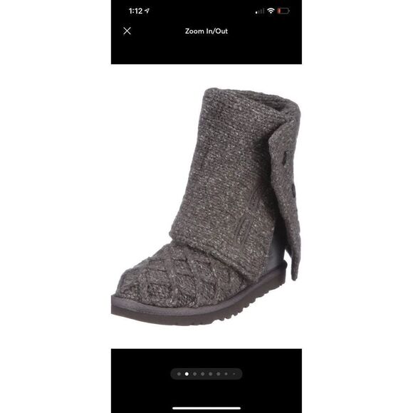 UGG Lattice Cardy Gray Sweater Boots - Picture 9 of 12